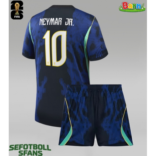 Brasilien Neymar Jr #10 Bortaställ Barn VM 2026 Kortärmad (+ Korta byxor)